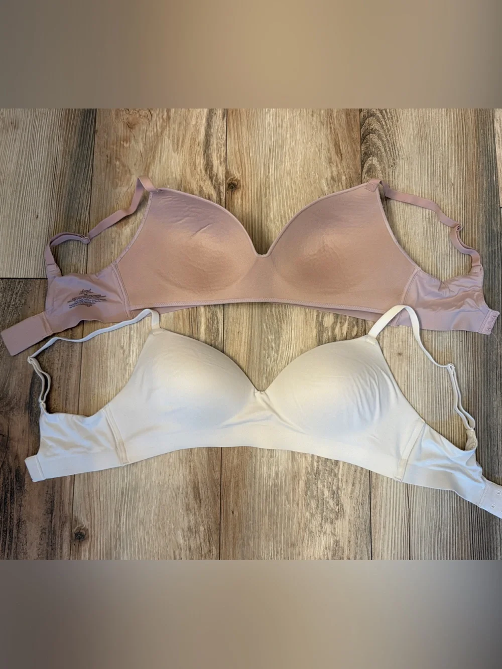Soma Enbliss Wireless T-Shirt Bras in Blush Pink and White